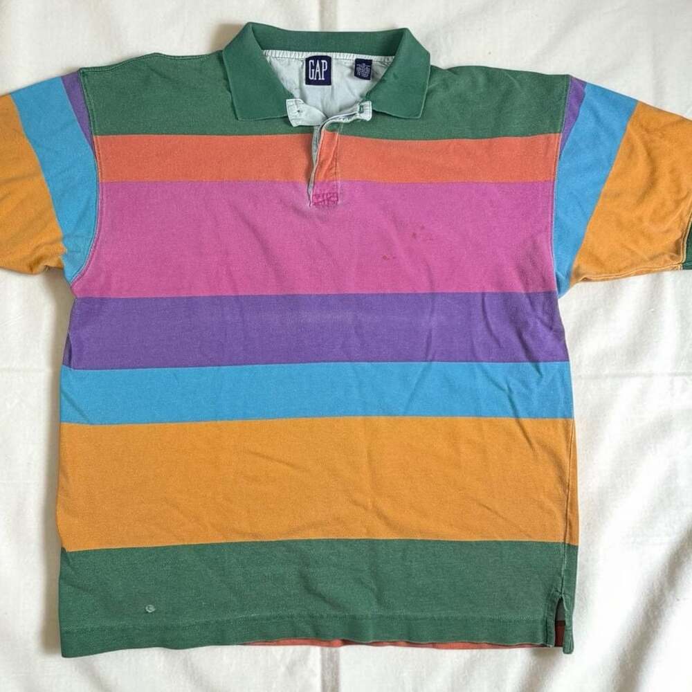 Vintage GAP 90s Colorblock Striped Polo Men’s M